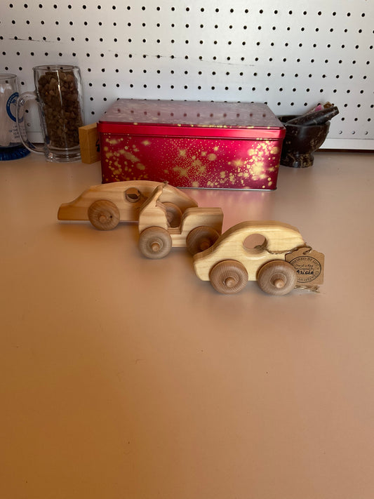 3 Pack Hand Made Wood Cars