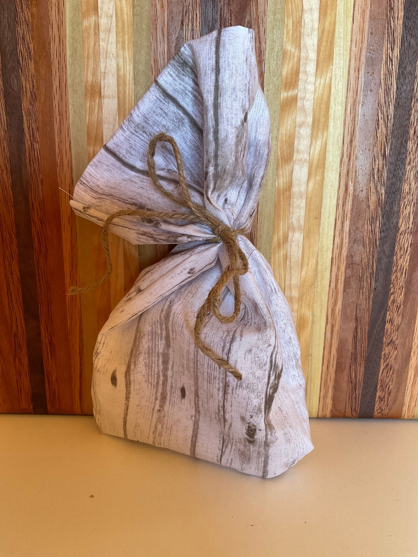 sage, calm shell, handmade sewn bag