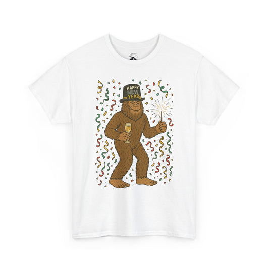 Bigfoot Midnight Celebration Tee – New Year Forest Party Shirt