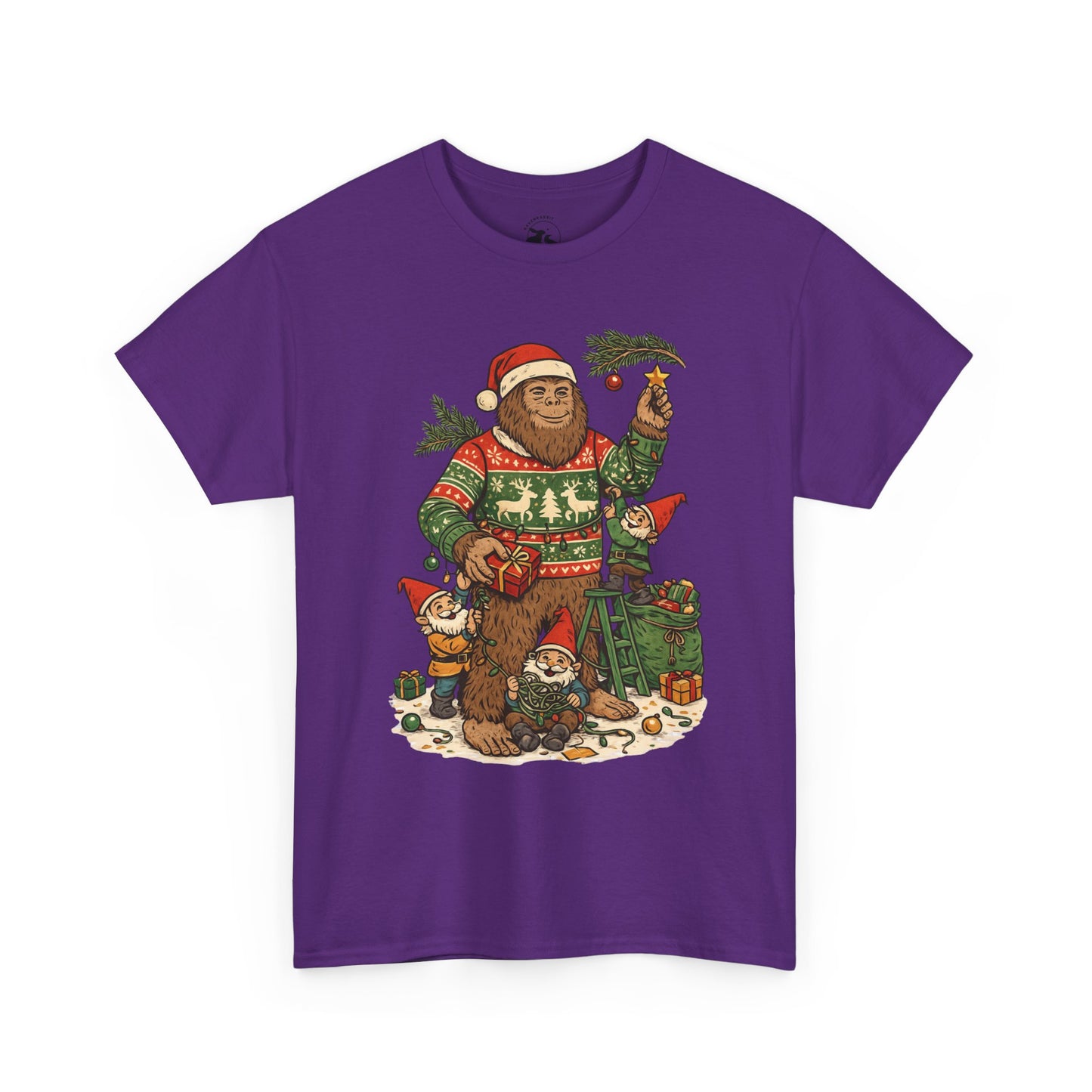 Bigfoot and Gnome Christmas Tee – Festive Forest Fun
