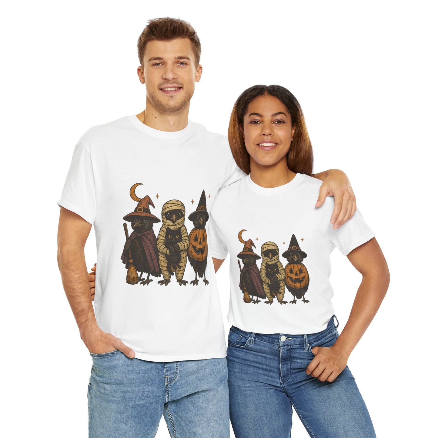 Trick-or-Tweet Trio Tee – Vintage Halloween Raven Shirt