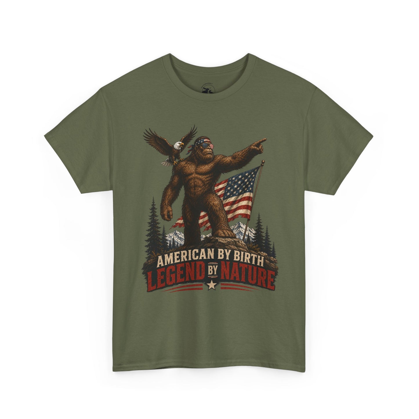 American By Birth Legend By Nature Tee – Patriotic Bigfoot Shirt