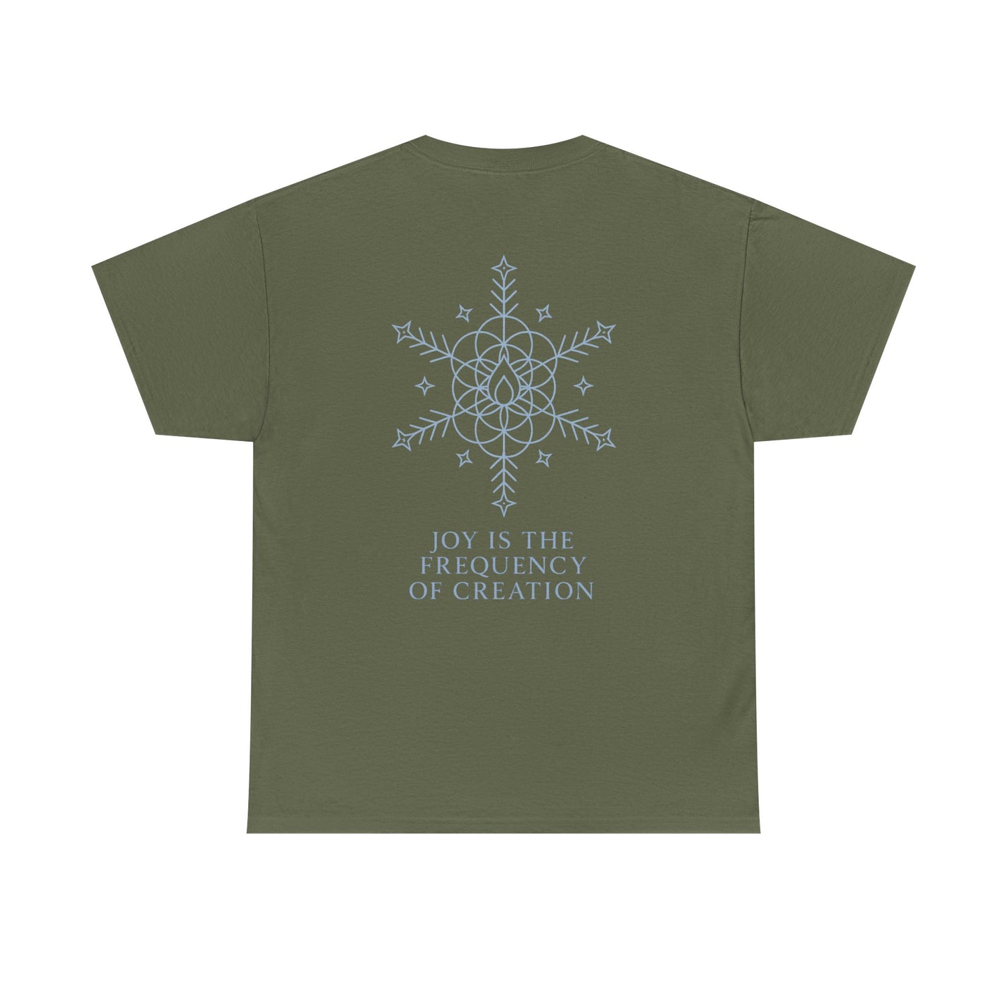 Joy Frequency Tee – Double Sided Sacred Geometry Snowflake of Creation Shirt