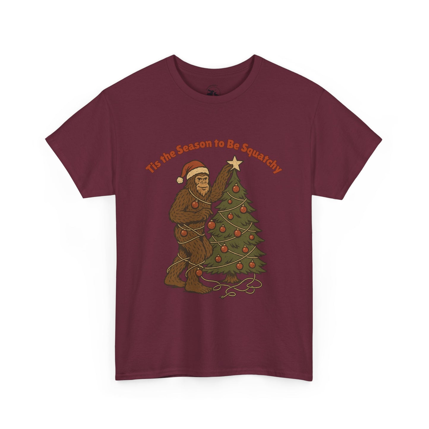 Sasquatch Decorating the Tree Tee – Bigfoot Christmas Spirit Shirt
