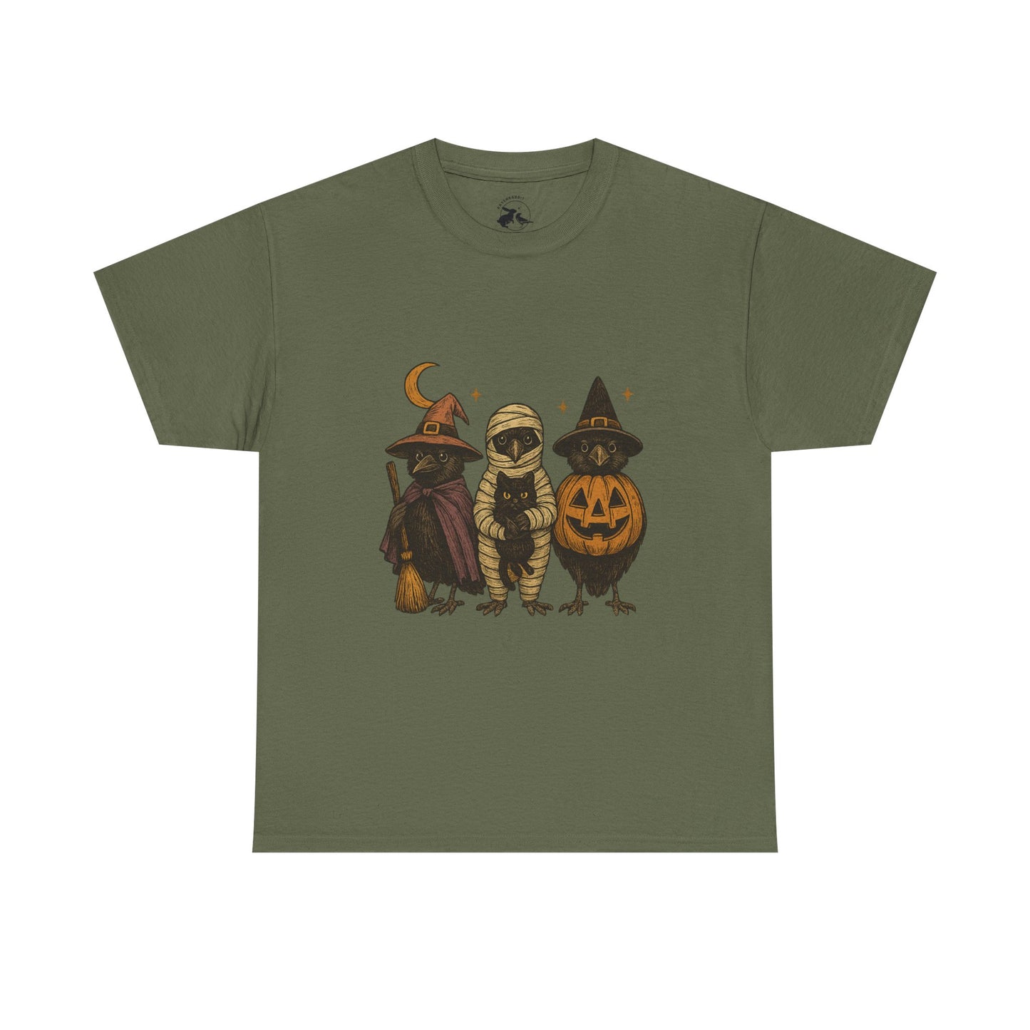 Trick-or-Tweet Trio Tee – Vintage Halloween Raven Shirt