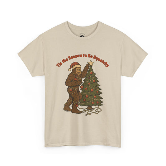 Sasquatch Decorating the Tree Tee – Bigfoot Christmas Spirit Shirt