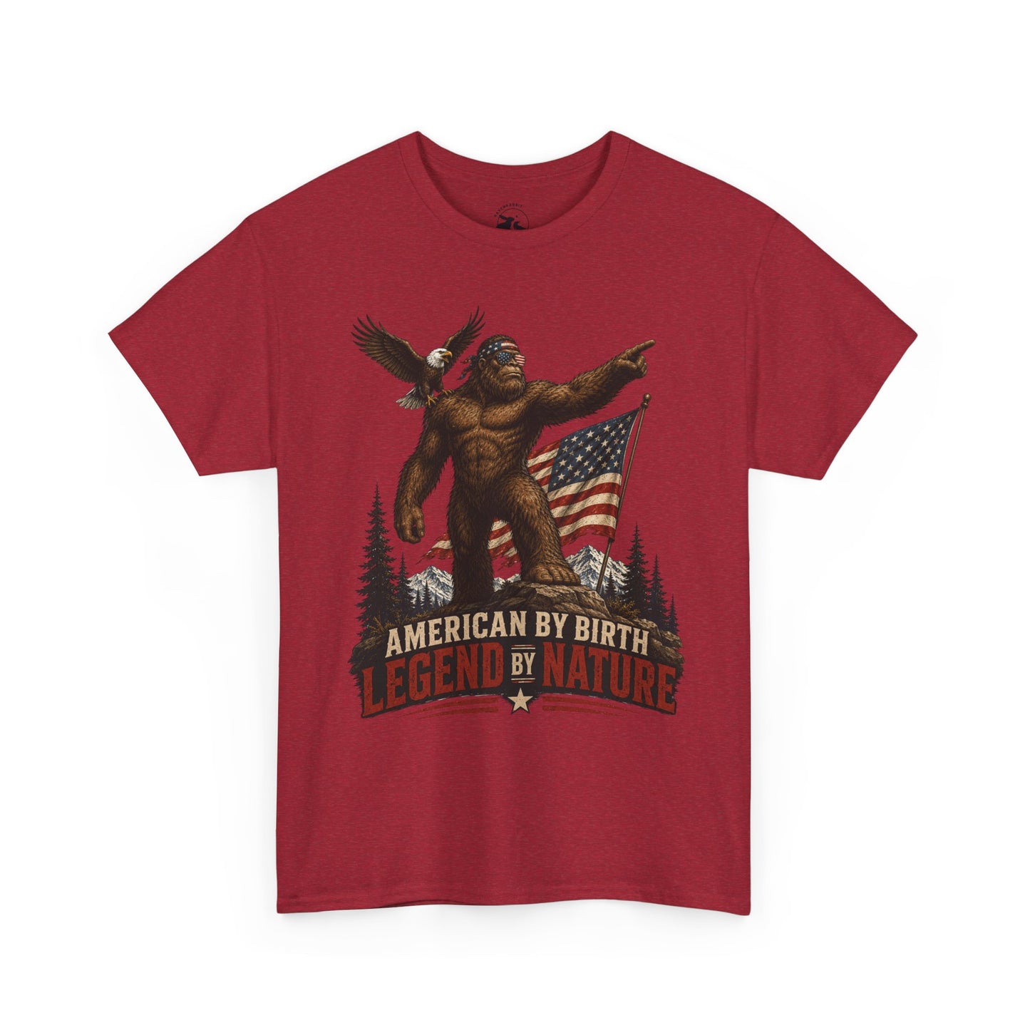 American By Birth Legend By Nature Tee – Patriotic Bigfoot Shirt