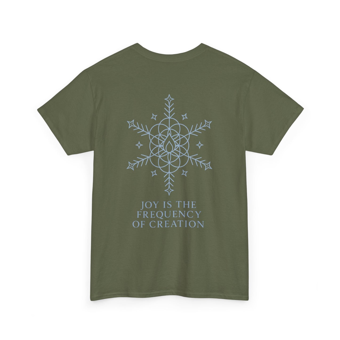 Joy Frequency Tee – Double Sided Sacred Geometry Snowflake of Creation Shirt