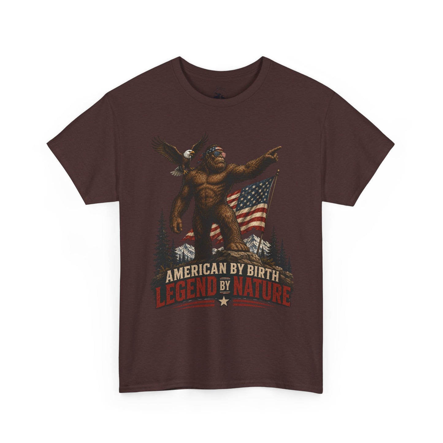 American By Birth Legend By Nature Tee – Patriotic Bigfoot Shirt