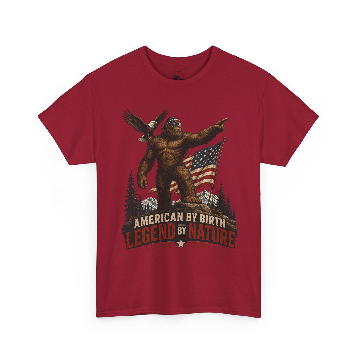 American By Birth Legend By Nature Tee – Patriotic Bigfoot Shirt