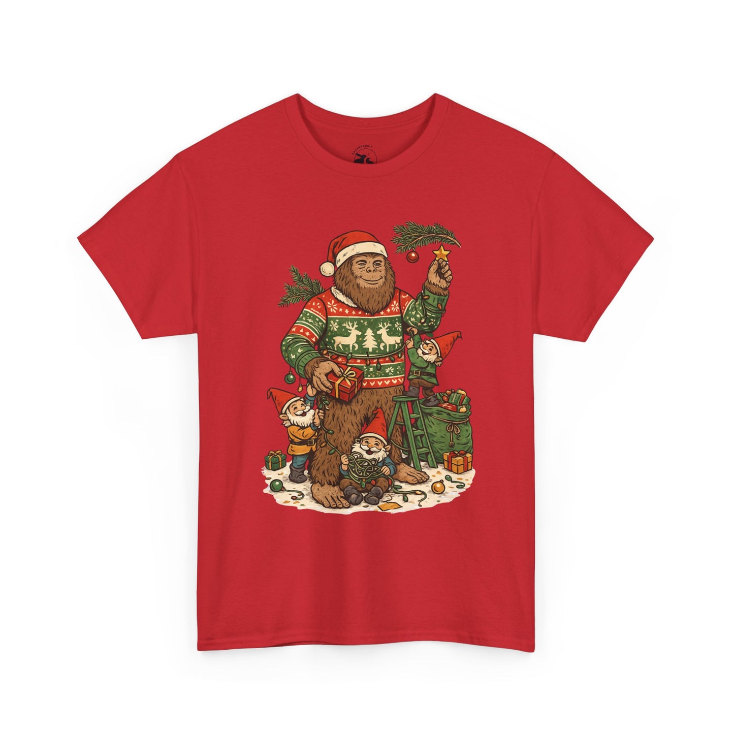 Bigfoot and Gnome Christmas Tee – Festive Forest Fun