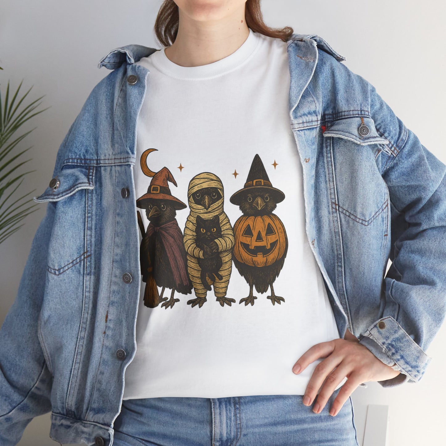 Trick-or-Tweet Trio Tee – Vintage Halloween Raven Shirt