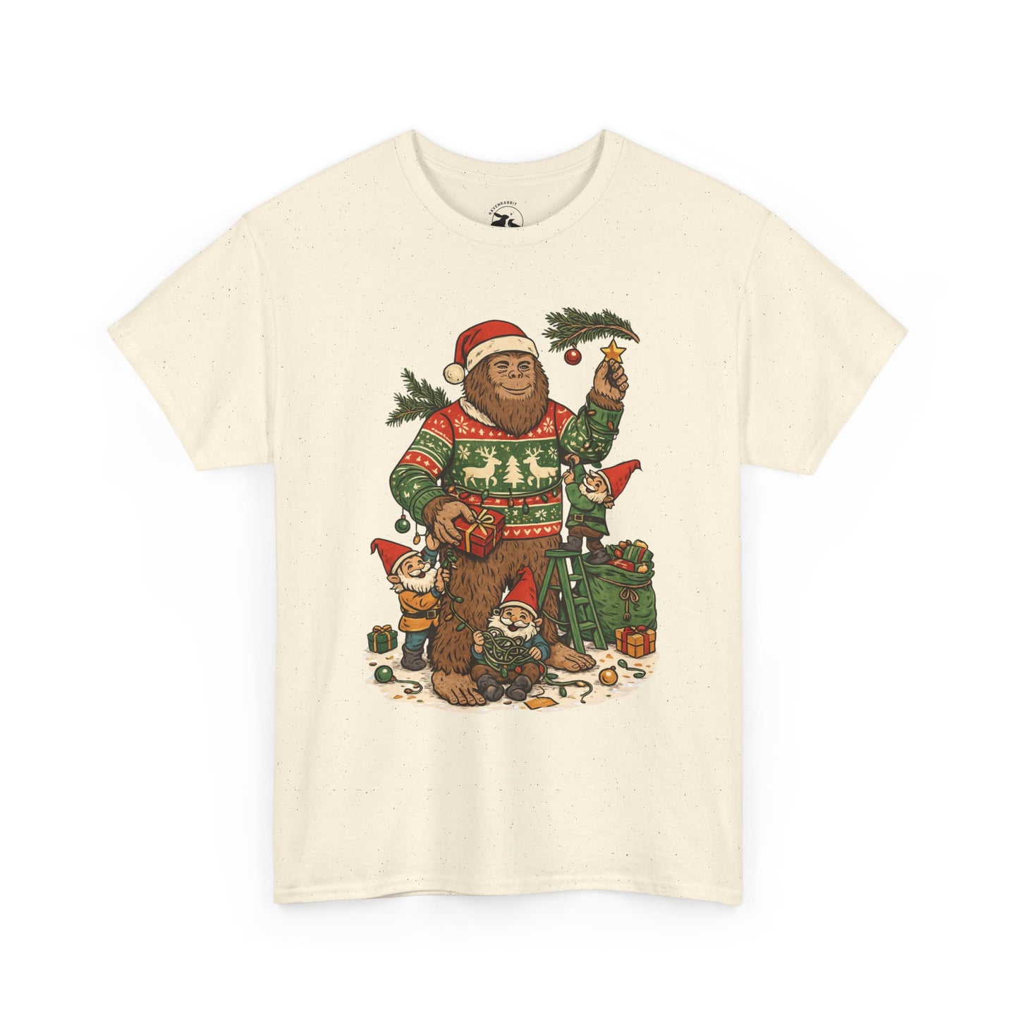 Bigfoot and Gnome Christmas Tee – Festive Forest Fun