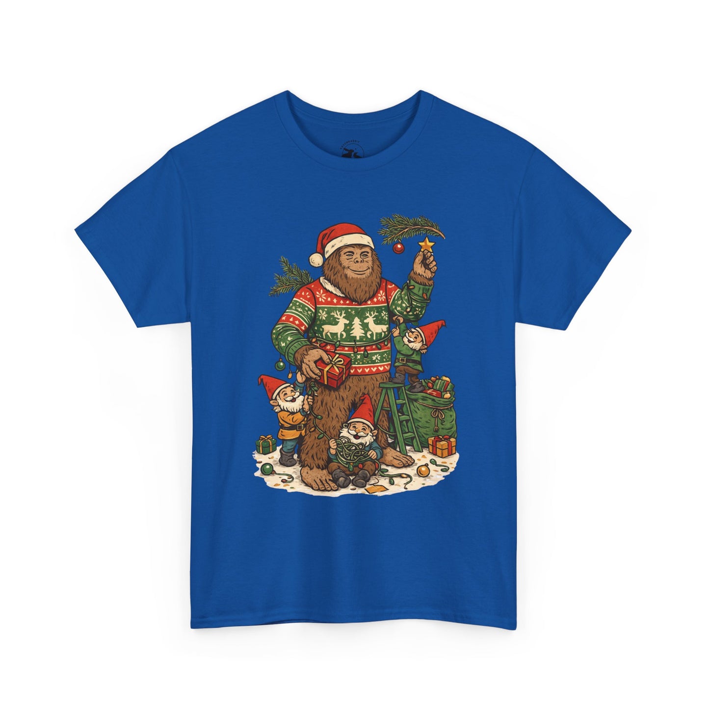 Bigfoot and Gnome Christmas Tee – Festive Forest Fun
