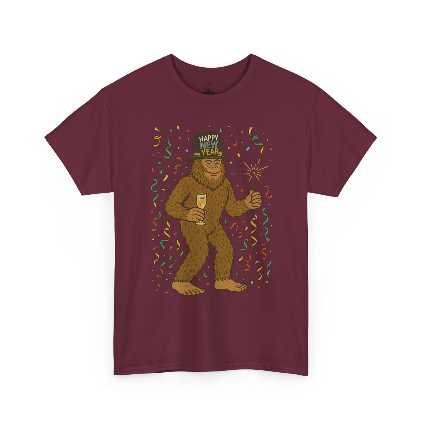 Bigfoot Midnight Celebration Tee – New Year Forest Party Shirt