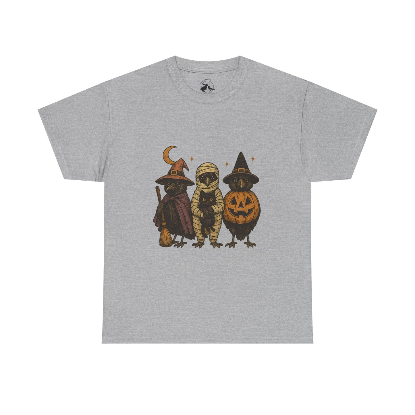 Trick-or-Tweet Trio Tee – Vintage Halloween Raven Shirt