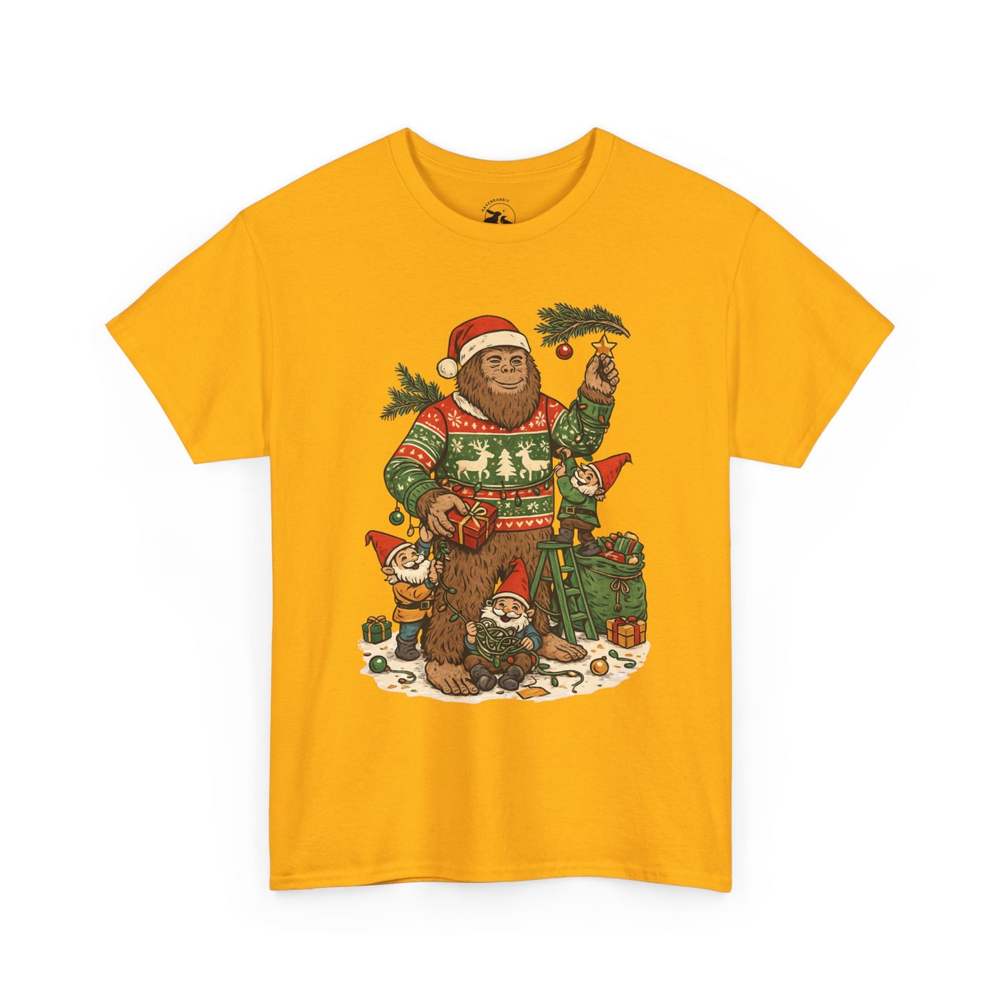 Bigfoot and Gnome Christmas Tee – Festive Forest Fun