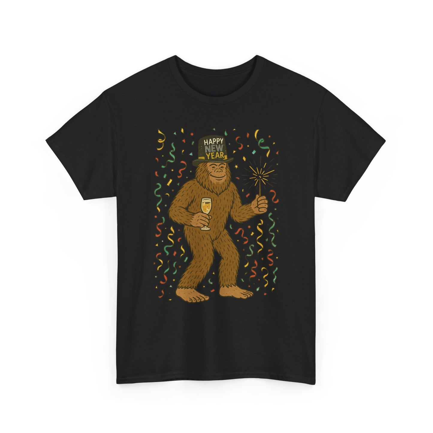 Bigfoot Midnight Celebration Tee – New Year Forest Party Shirt