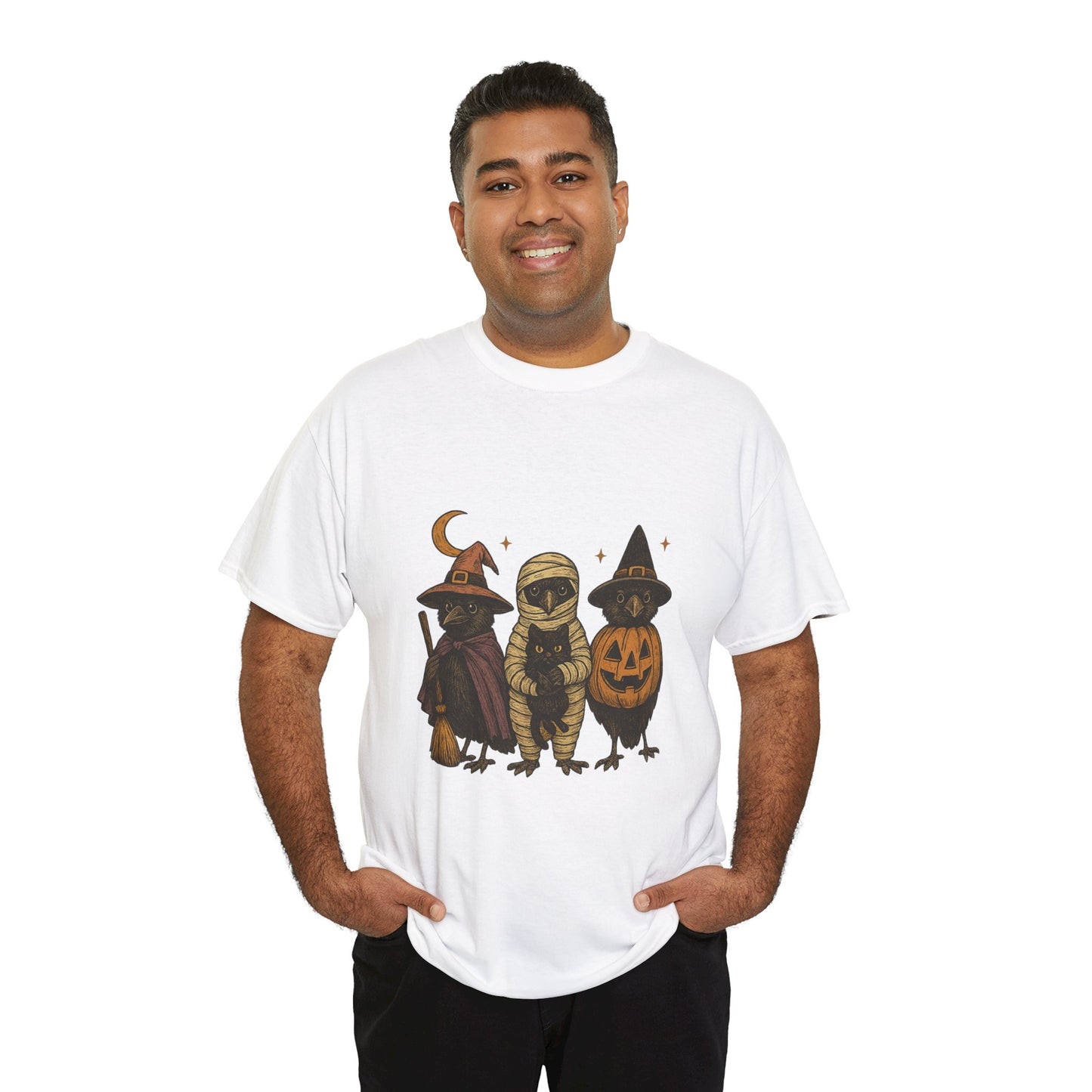 Trick-or-Tweet Trio Tee – Vintage Halloween Raven Shirt