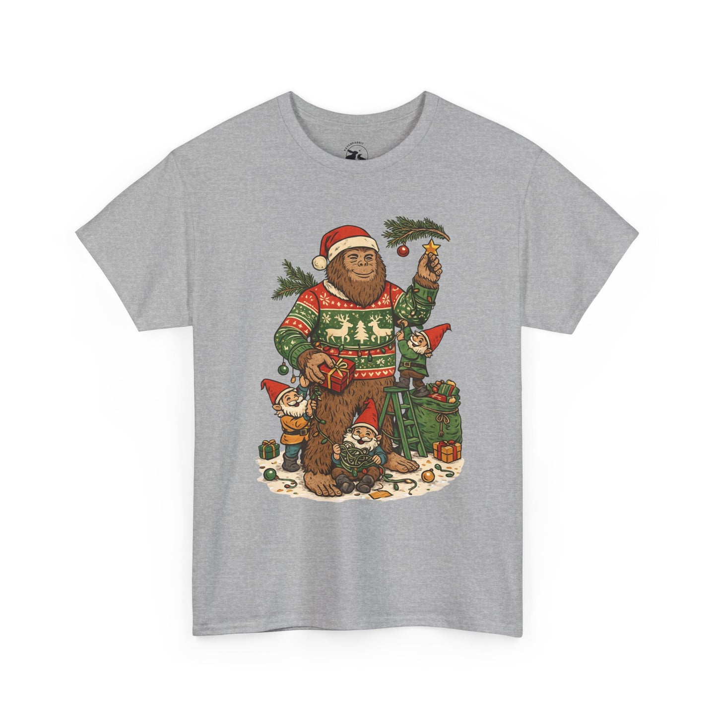 Bigfoot and Gnome Christmas Tee – Festive Forest Fun