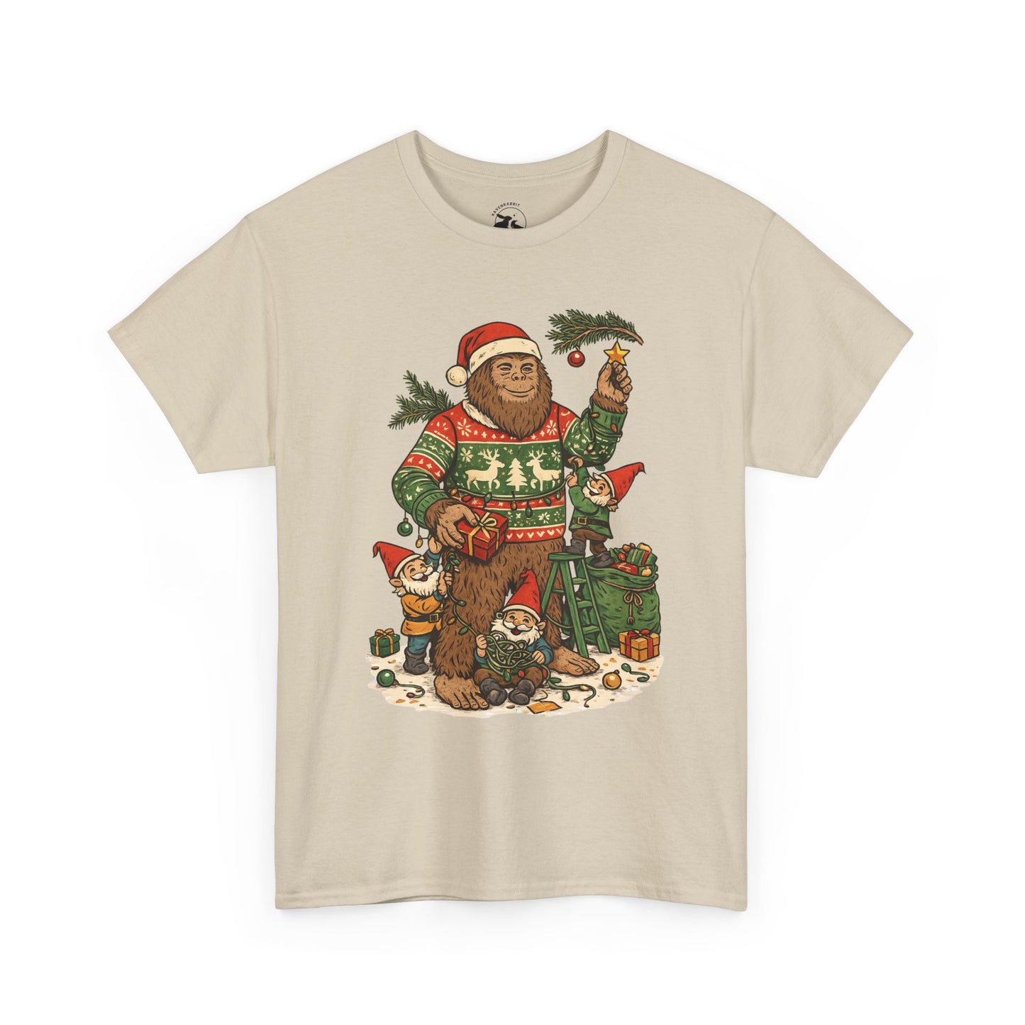 Bigfoot and Gnome Christmas Tee – Festive Forest Fun