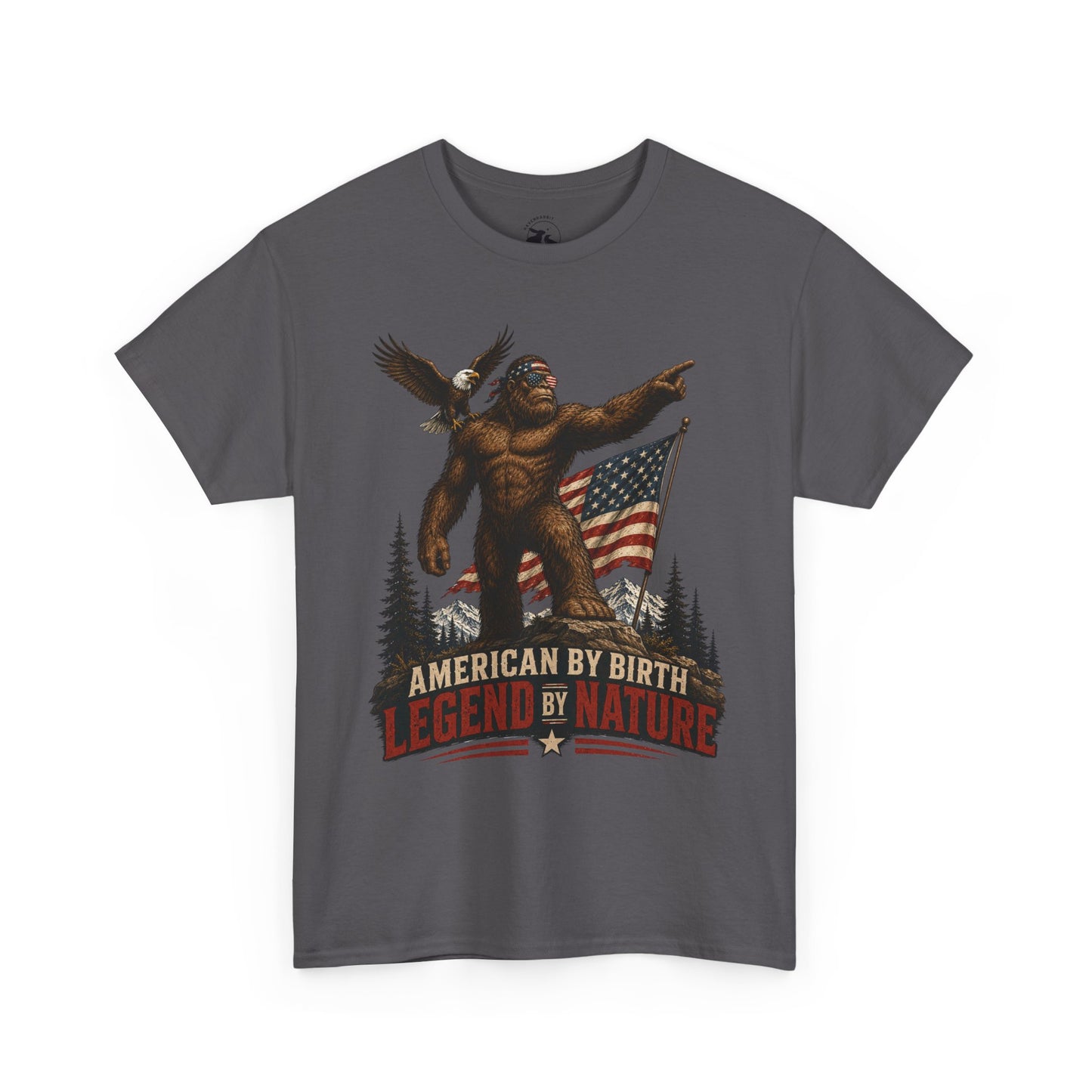 American By Birth Legend By Nature Tee – Patriotic Bigfoot Shirt
