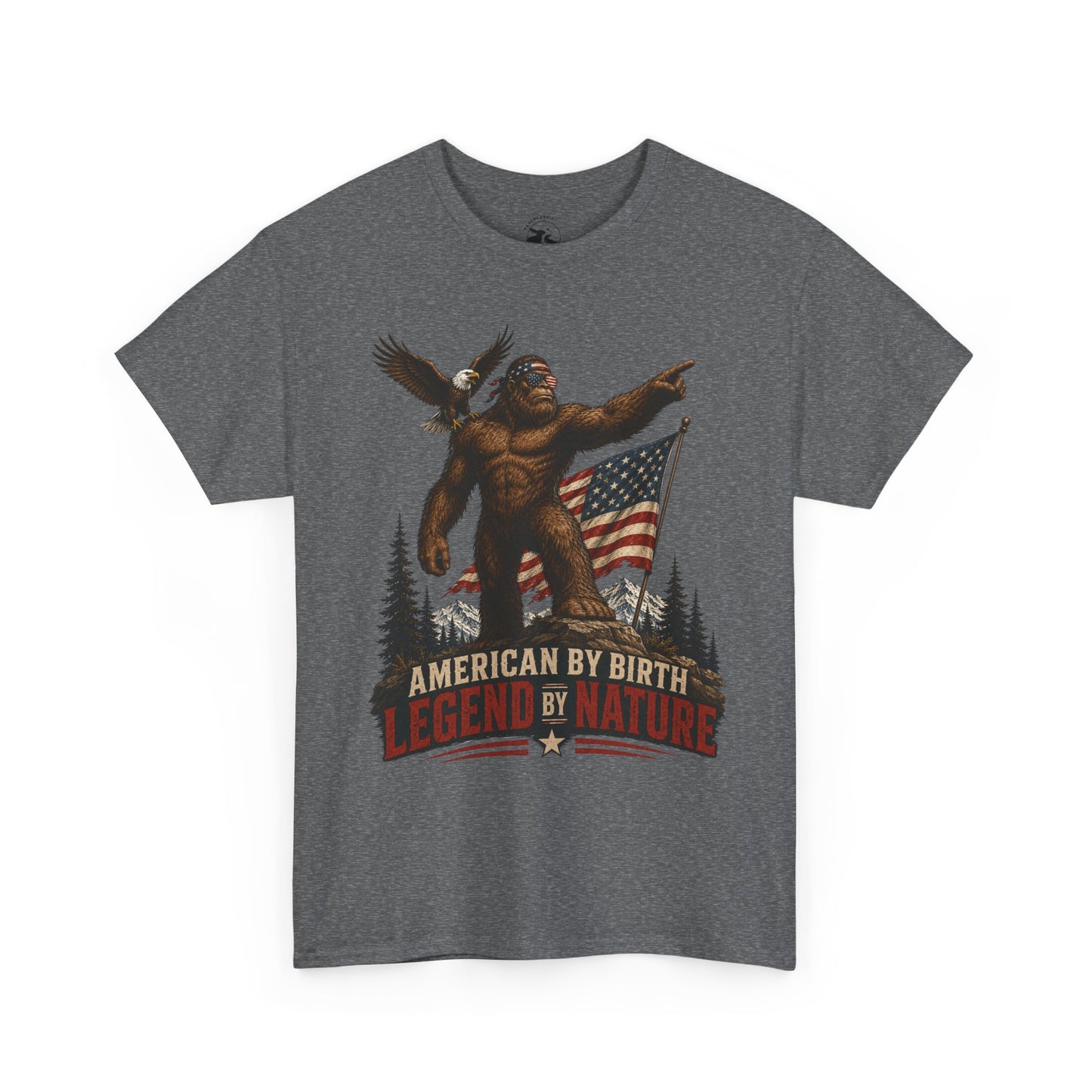 American By Birth Legend By Nature Tee – Patriotic Bigfoot Shirt